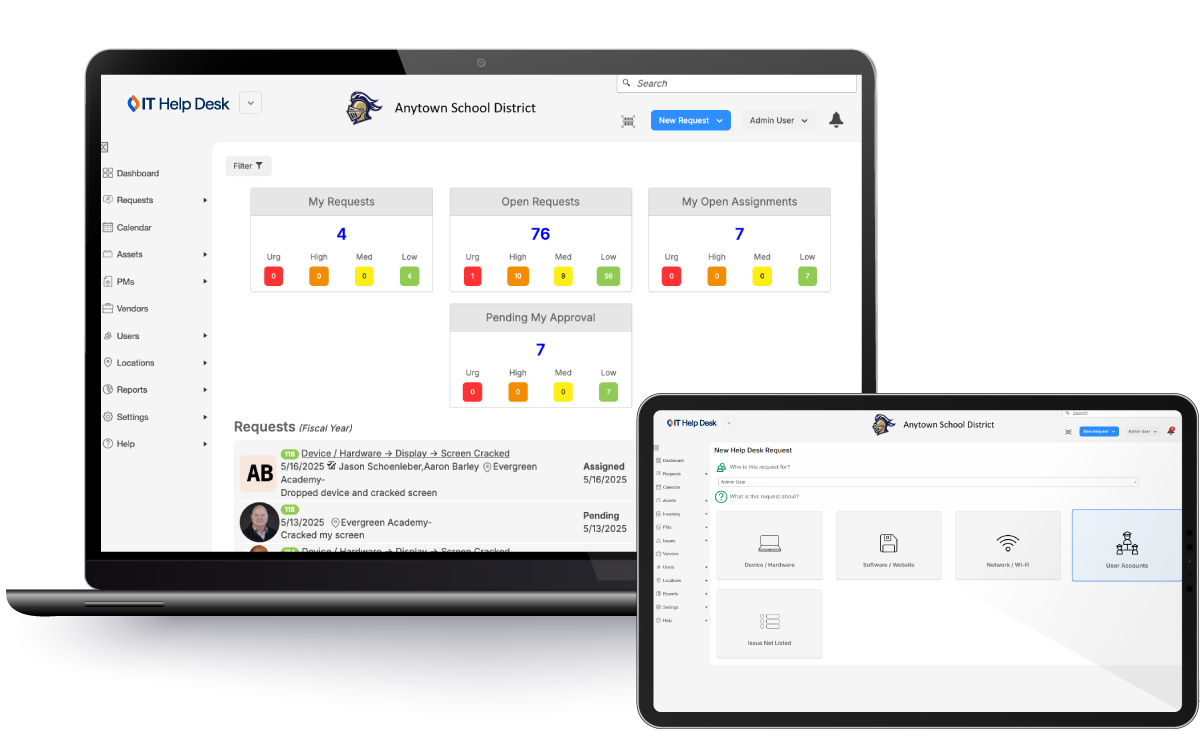 IT Help Desk laptop tablet