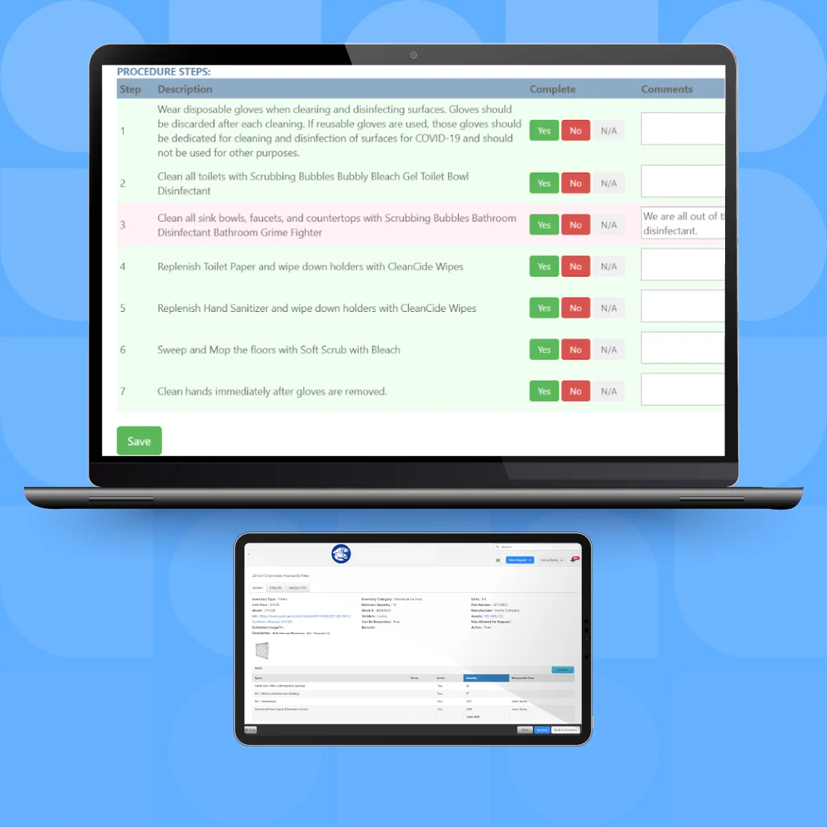 Work Orders on laptop and tablet